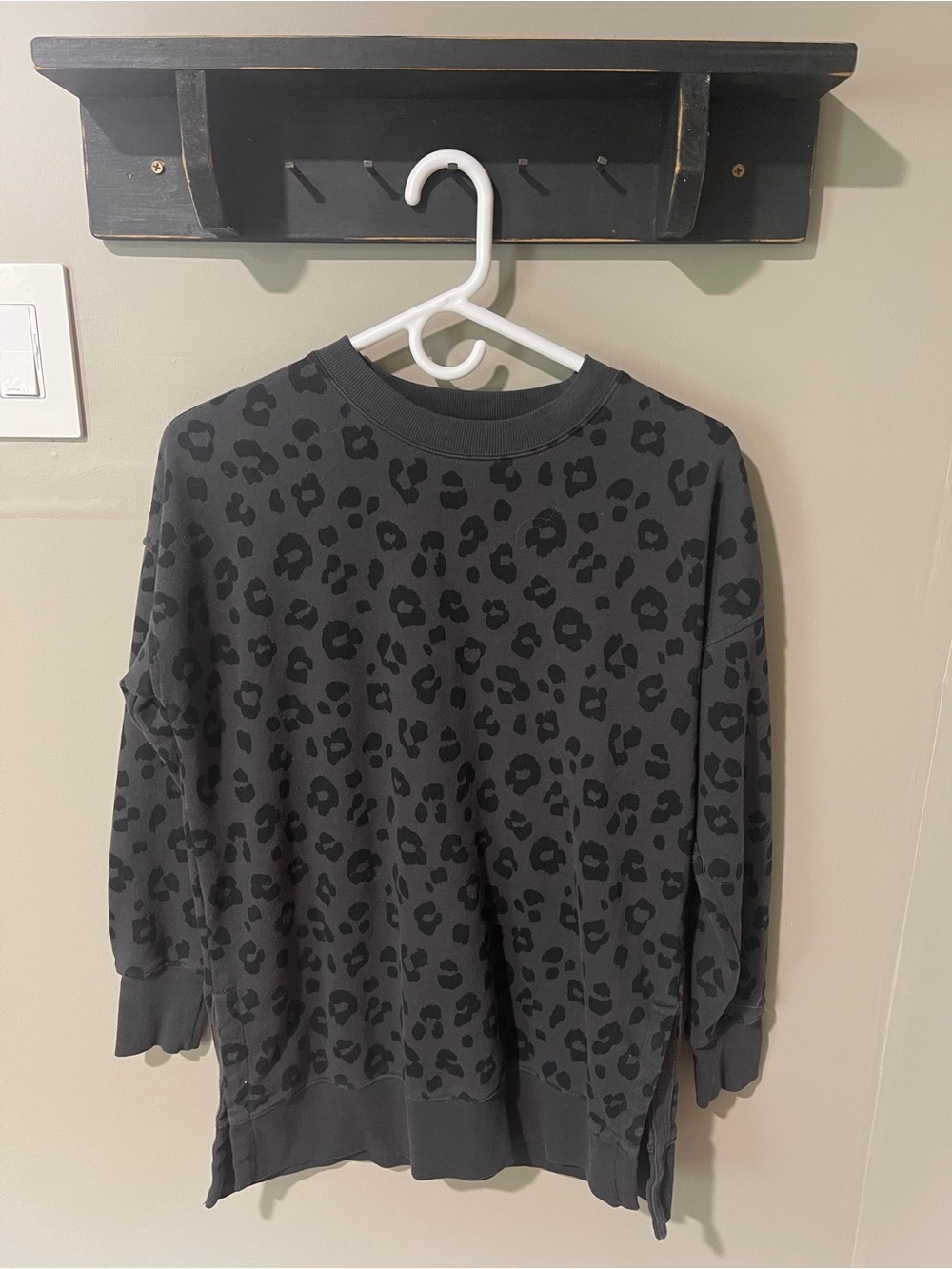 Old Navy Charcoal Leopard Print Sweatshirt